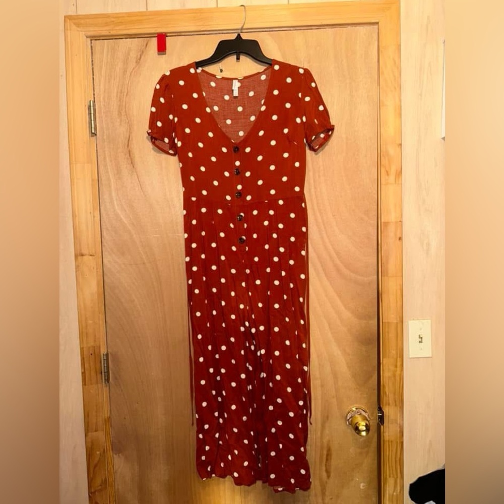 Polka Dot Button-Down jumpsuit - burnt orange